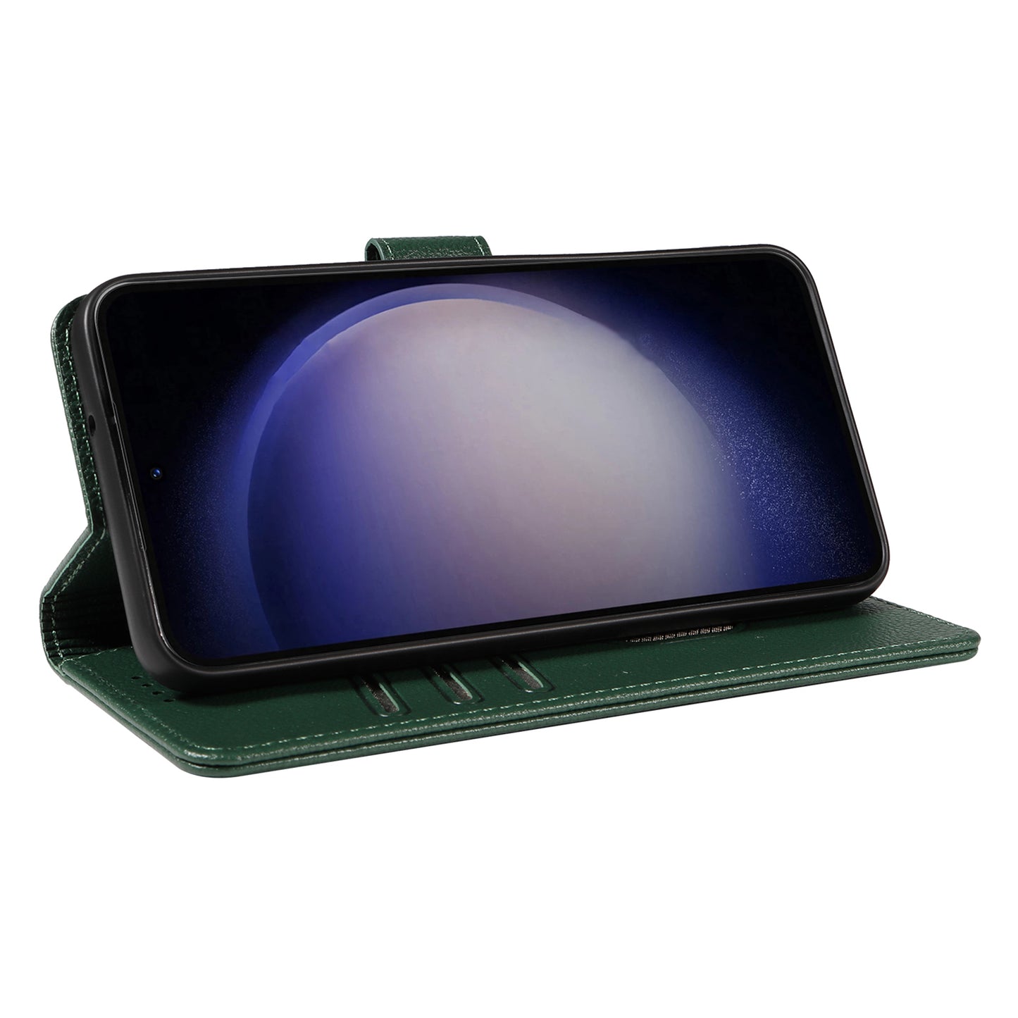 For Samsung Galaxy A16 4G / A16 5G Leather Case Litchi Texture RFID Blocking Wallet Stand Phone Cover - Green