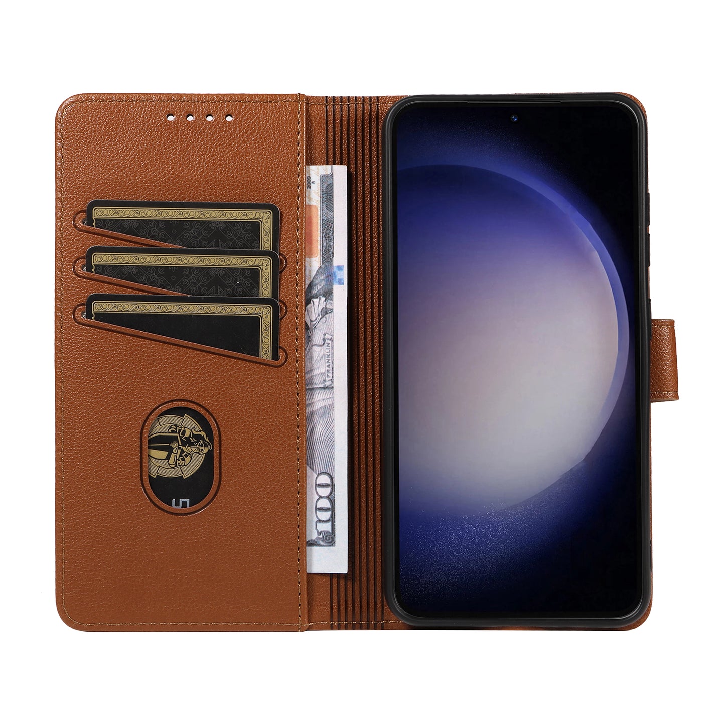 For Samsung Galaxy A16 4G / A16 5G Leather Case Litchi Texture RFID Blocking Wallet Stand Phone Cover - Brown