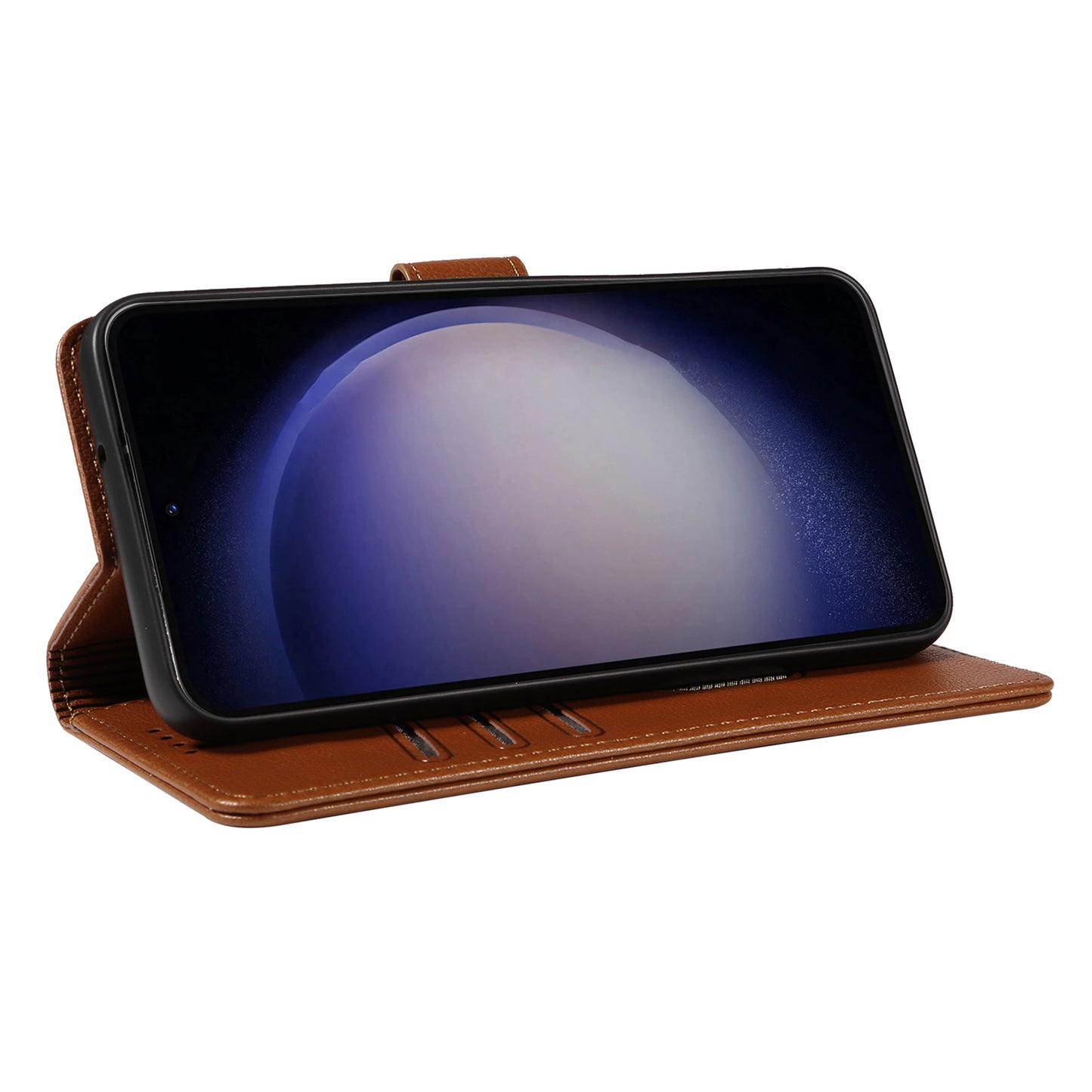 For Samsung Galaxy A16 4G / A16 5G Leather Case Litchi Texture RFID Blocking Wallet Stand Phone Cover - Brown