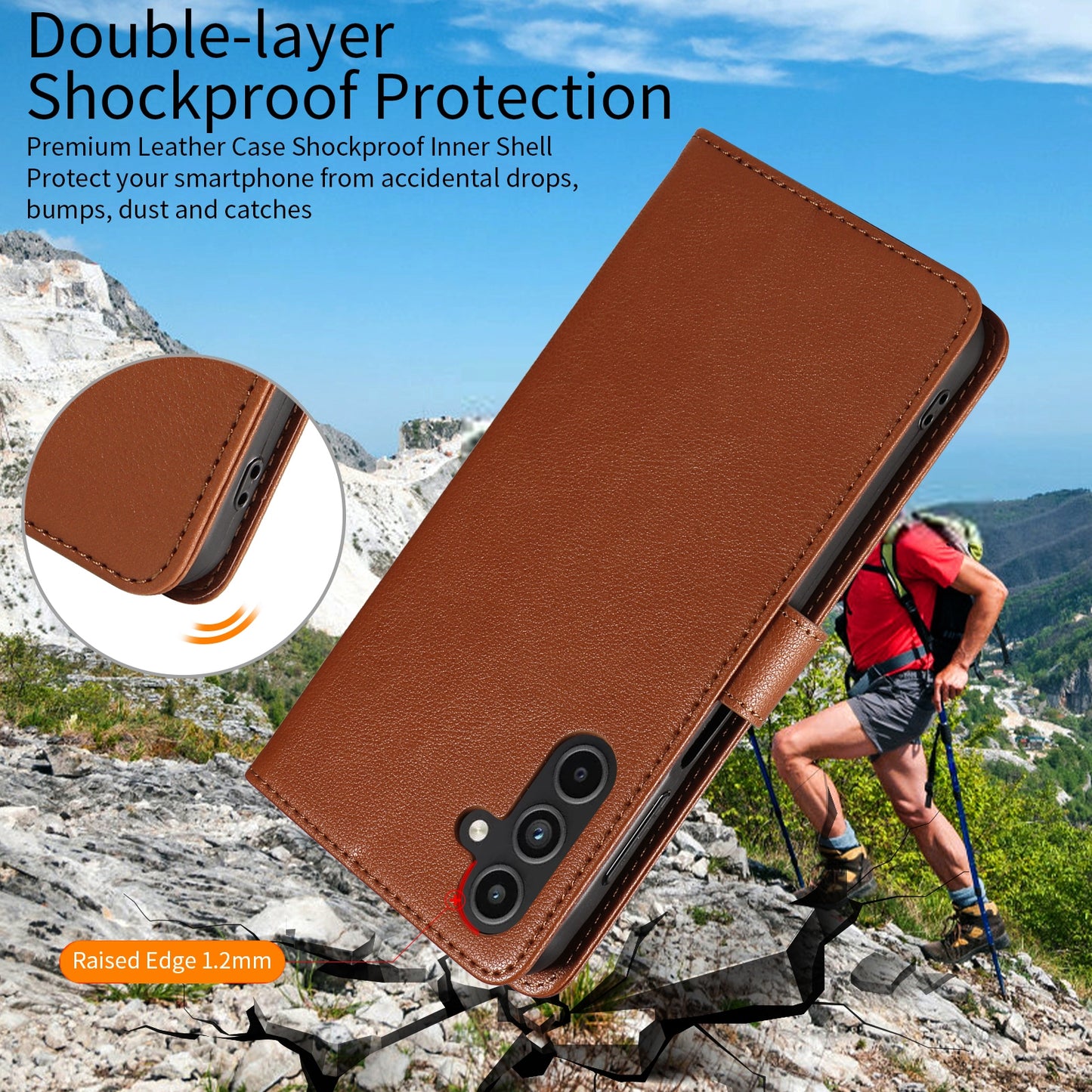 For Samsung Galaxy A16 4G / A16 5G Leather Case Litchi Texture RFID Blocking Wallet Stand Phone Cover - Brown
