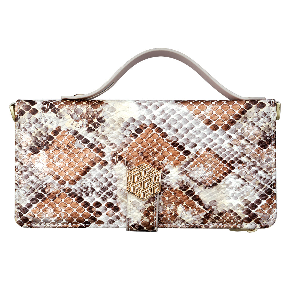 For Samsung Galaxy A06 Phone Bag Snake Skin Texture PU Leather Phone Wallet Cover with Shoulder Strap - White