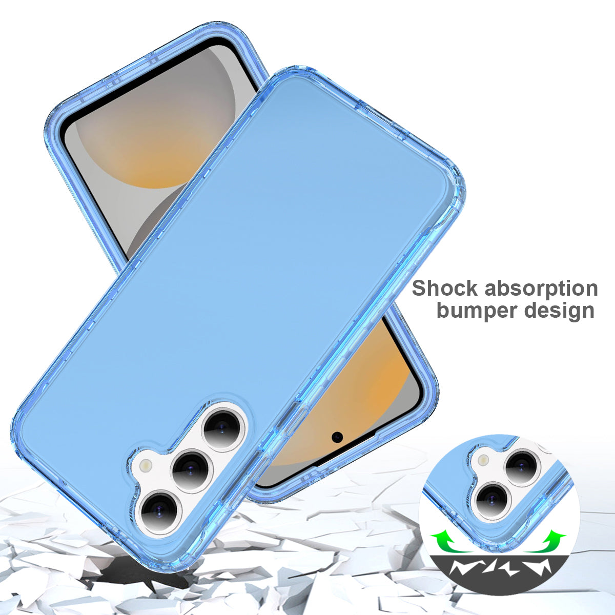 For Samsung Galaxy A16 5G / 4G Case PC+TPU Phone Cover with Clear PET Screen Film - Blue