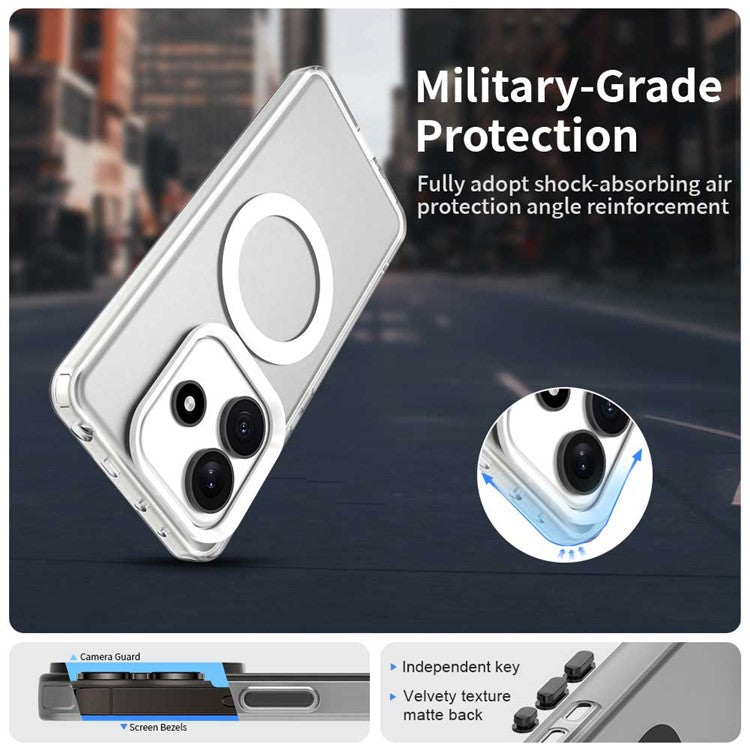 Candy Series For Xiaomi Redmi Note 14 5G Case Compatible with MagSafe PC+TPU+PET Anti-Drop Phone Cover - White