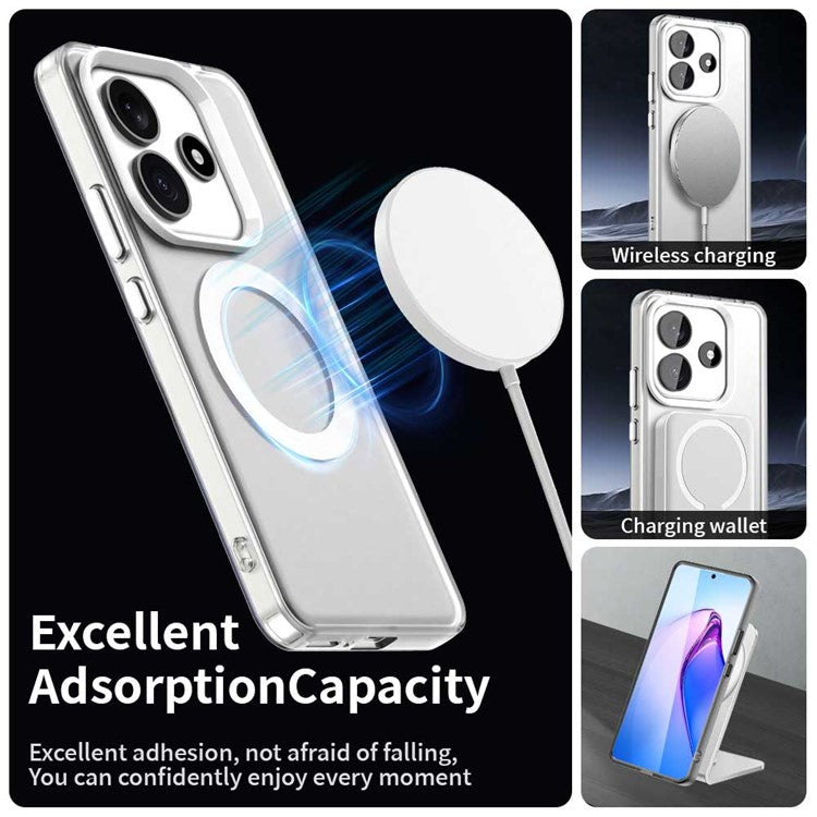 Candy Series For Xiaomi Redmi Note 14 5G Case Compatible with MagSafe PC+TPU+PET Anti-Drop Phone Cover - White