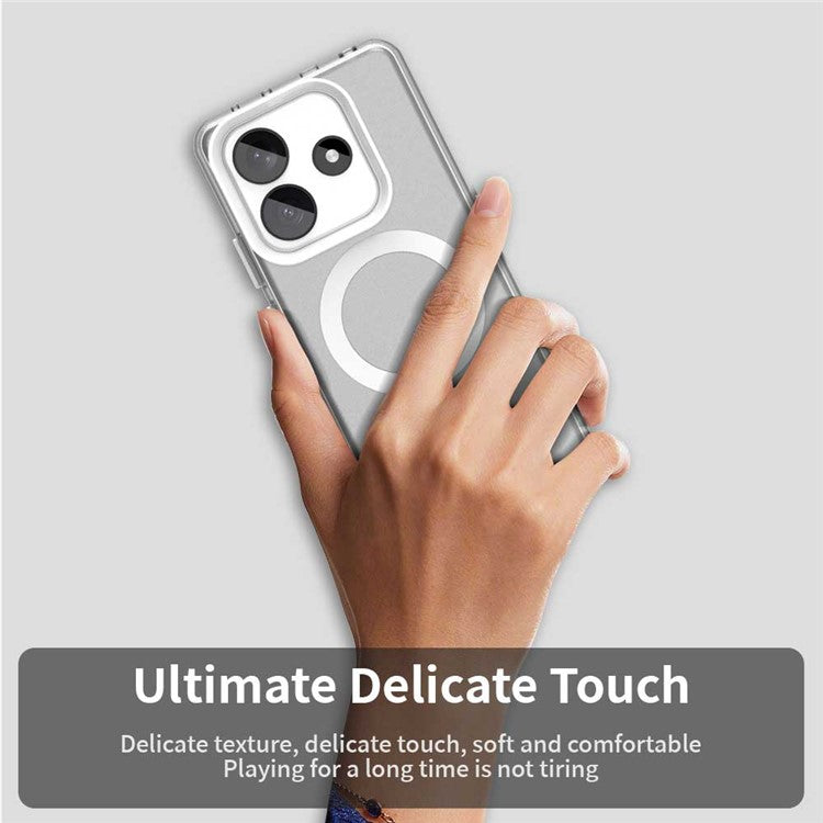 Candy Series For Xiaomi Redmi Note 14 5G Case Compatible with MagSafe PC+TPU+PET Anti-Drop Phone Cover - White