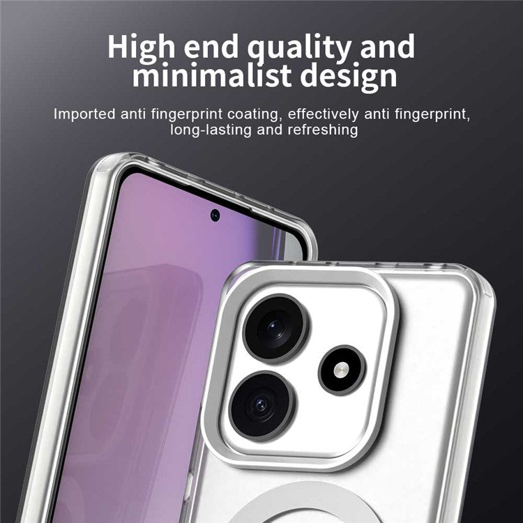Candy Series For Xiaomi Redmi Note 14 5G Case Compatible with MagSafe PC+TPU+PET Anti-Drop Phone Cover - White