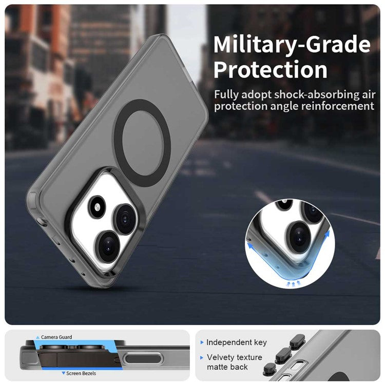 Candy Series For Xiaomi Redmi Note 14 5G Case Compatible with MagSafe PC+TPU+PET Anti-Drop Phone Cover - Black