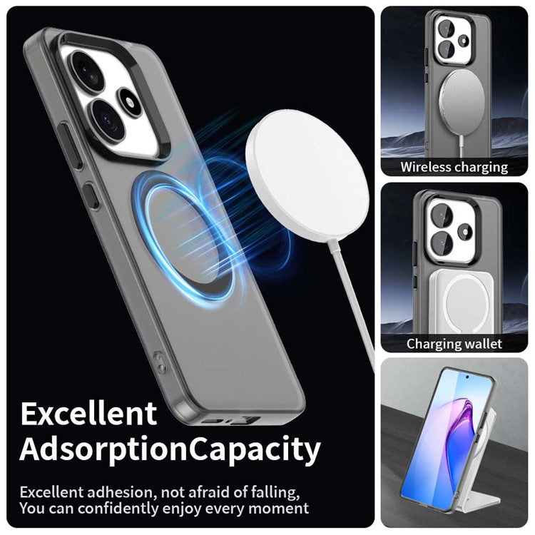 Candy Series For Xiaomi Redmi Note 14 5G Case Compatible with MagSafe PC+TPU+PET Anti-Drop Phone Cover - Black