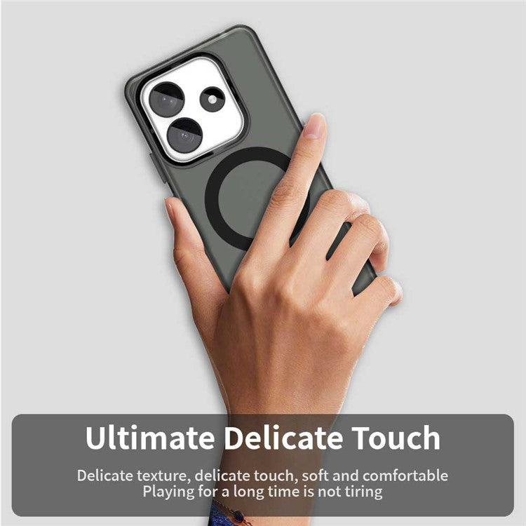 Candy Series For Xiaomi Redmi Note 14 5G Case Compatible with MagSafe PC+TPU+PET Anti-Drop Phone Cover - Black