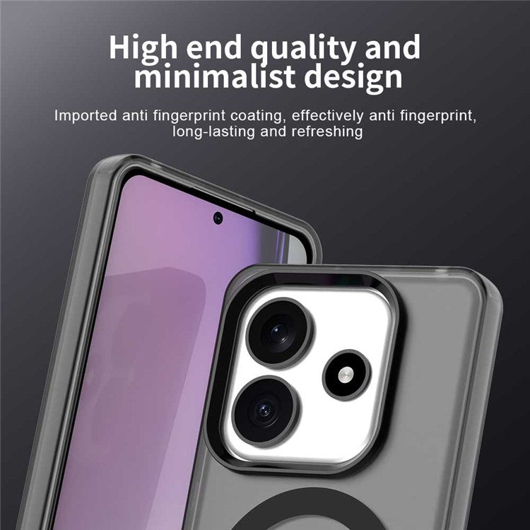 Candy Series For Xiaomi Redmi Note 14 5G Case Compatible with MagSafe PC+TPU+PET Anti-Drop Phone Cover - Black