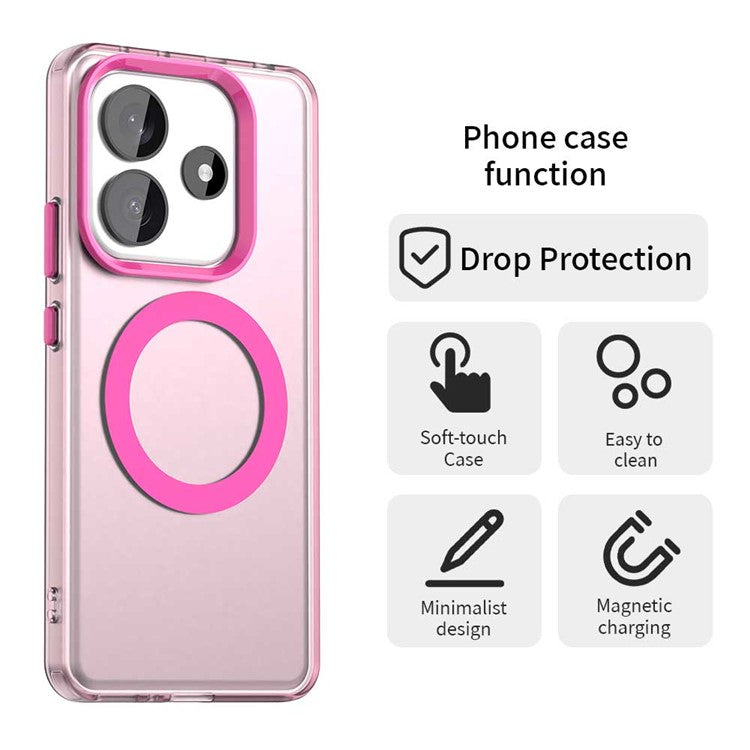 Candy Series For Xiaomi Redmi Note 14 5G Case Compatible with MagSafe PC+TPU+PET Anti-Drop Phone Cover - Red
