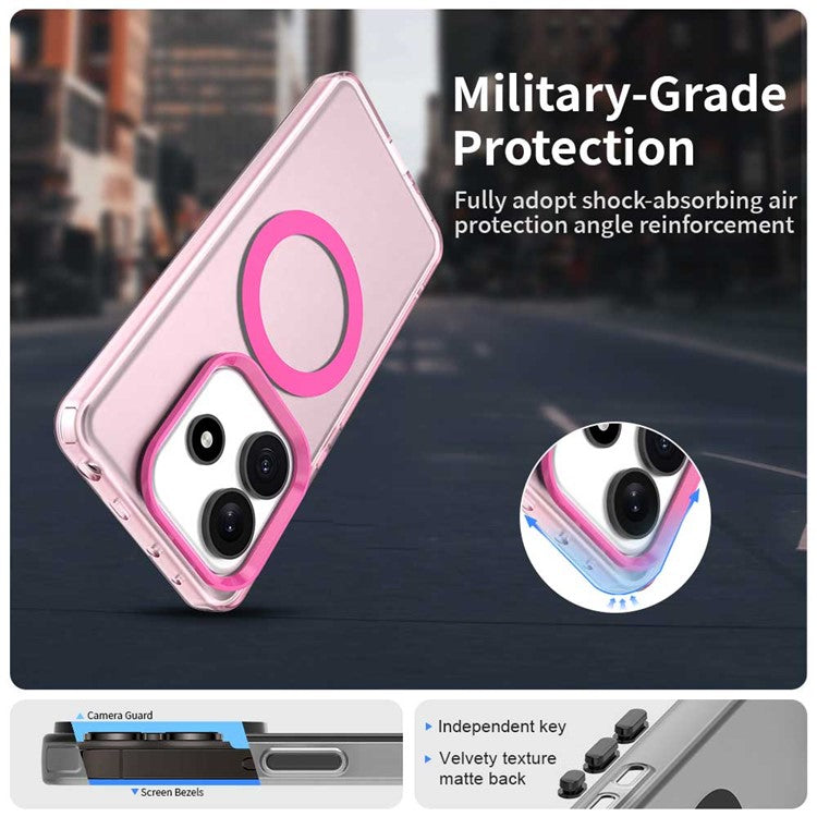 Candy Series For Xiaomi Redmi Note 14 5G Case Compatible with MagSafe PC+TPU+PET Anti-Drop Phone Cover - Red