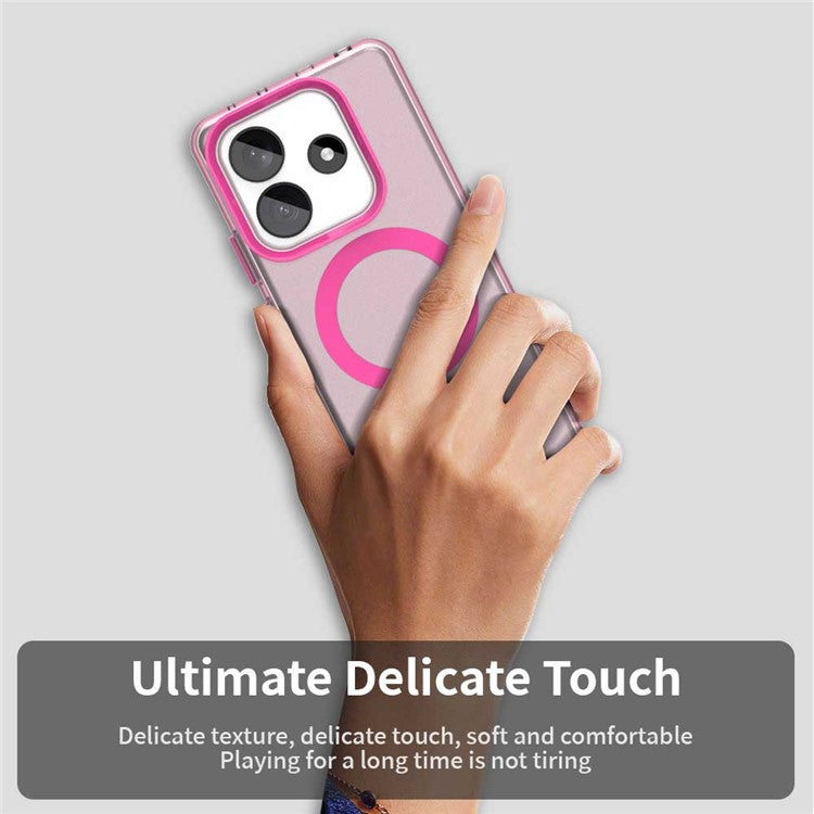 Candy Series For Xiaomi Redmi Note 14 5G Case Compatible with MagSafe PC+TPU+PET Anti-Drop Phone Cover - Red