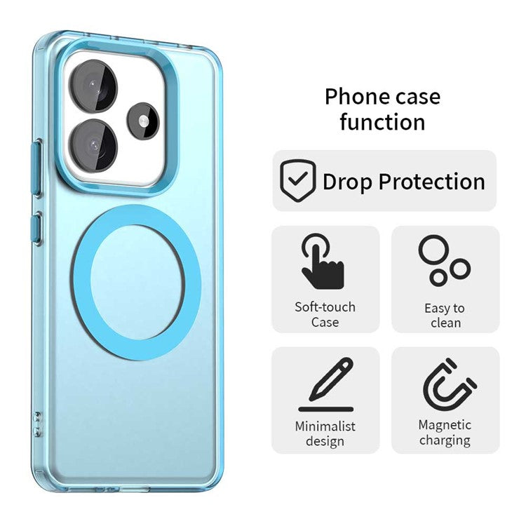Candy Series For Xiaomi Redmi Note 14 5G Case Compatible with MagSafe PC+TPU+PET Anti-Drop Phone Cover - Blue