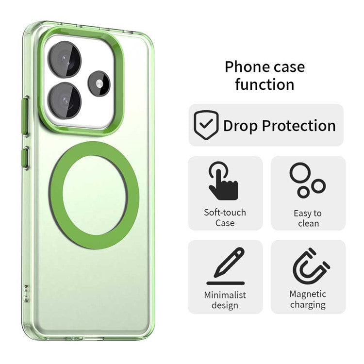 Candy Series For Xiaomi Redmi Note 14 5G Case Compatible with MagSafe PC+TPU+PET Anti-Drop Phone Cover - Green