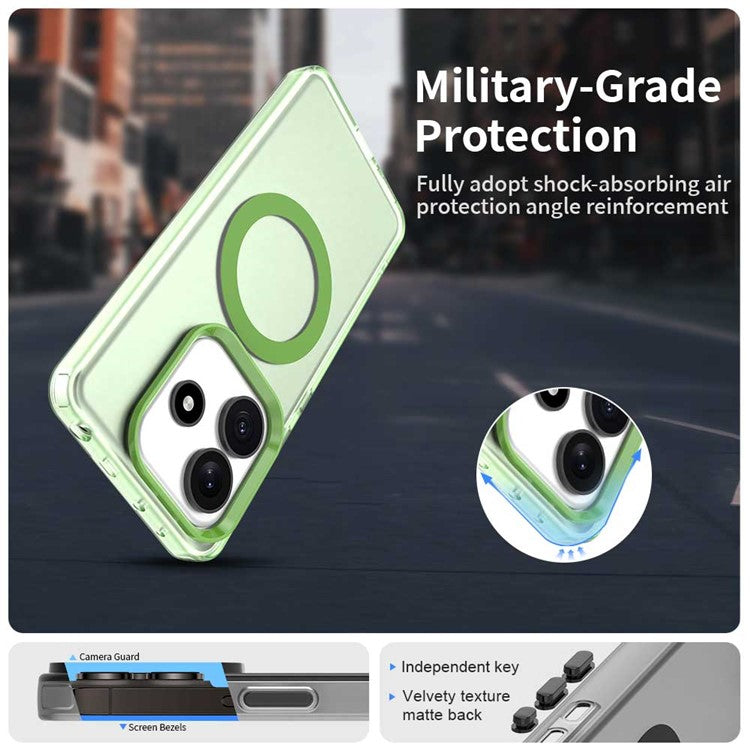 Candy Series For Xiaomi Redmi Note 14 5G Case Compatible with MagSafe PC+TPU+PET Anti-Drop Phone Cover - Green