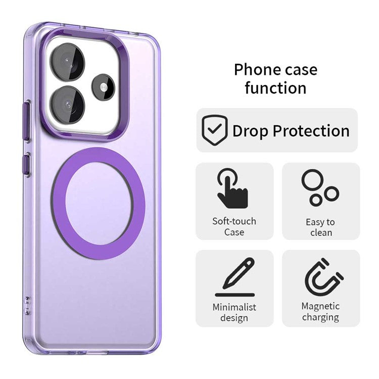 Candy Series For Xiaomi Redmi Note 14 5G Case Compatible with MagSafe PC+TPU+PET Anti-Drop Phone Cover - Purple