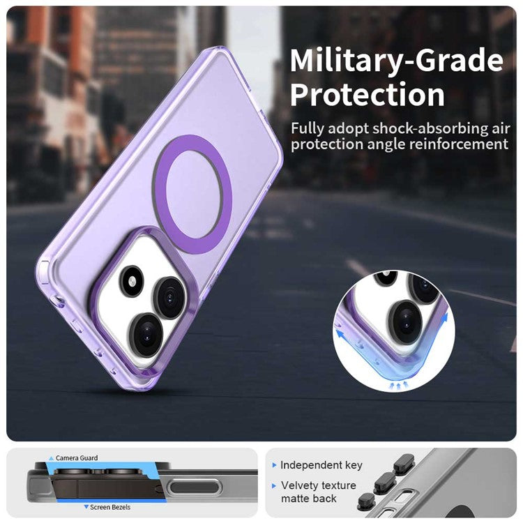 Candy Series For Xiaomi Redmi Note 14 5G Case Compatible with MagSafe PC+TPU+PET Anti-Drop Phone Cover - Purple