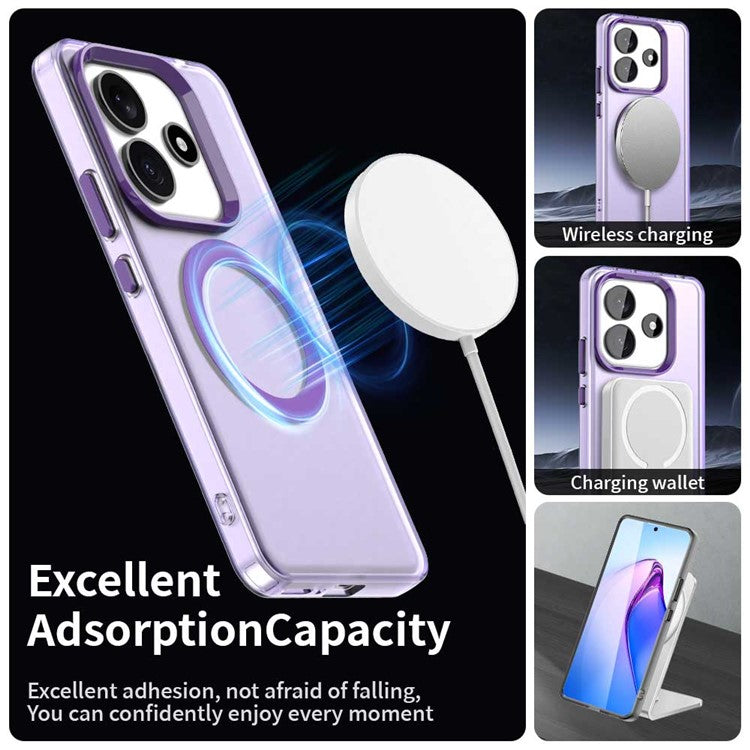 Candy Series For Xiaomi Redmi Note 14 5G Case Compatible with MagSafe PC+TPU+PET Anti-Drop Phone Cover - Purple