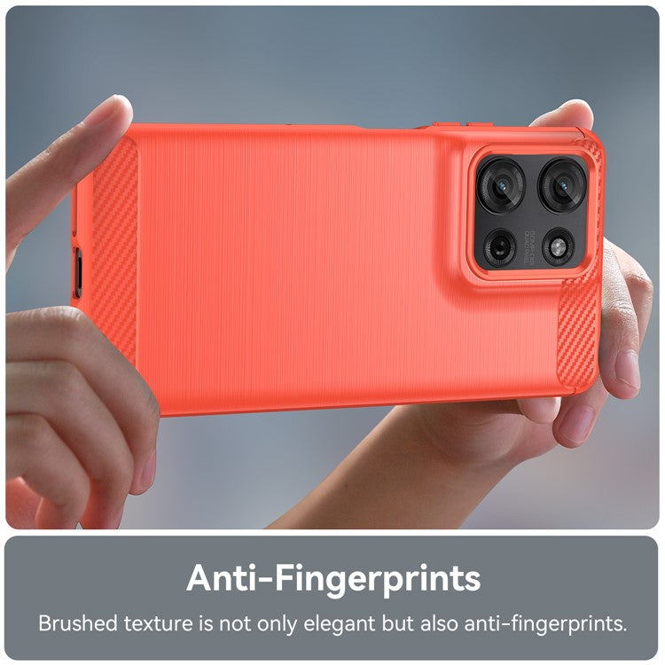 For Motorola Moto G75 5G Case Carbon Fiber Texture TPU Brushed Phone Cover - Red
