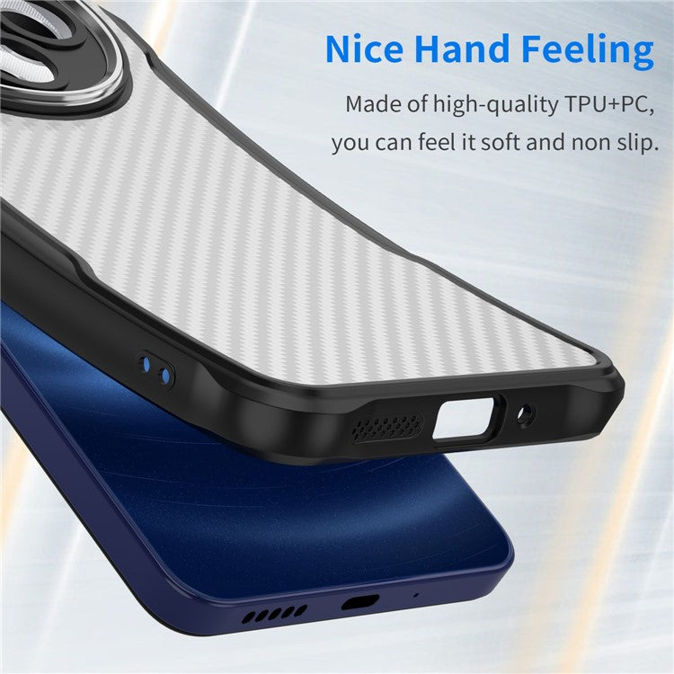 For Xiaomi Poco C75 4G / Redmi 14R 5G / 14C 4G Case Carbon Fiber Scratch-Resistant TPU+PC Phone Cover - Black