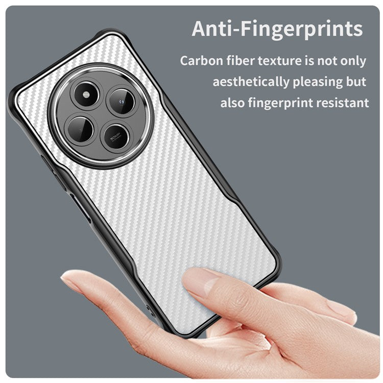 For Xiaomi Poco C75 4G / Redmi 14R 5G / 14C 4G Case Carbon Fiber Scratch-Resistant TPU+PC Phone Cover - Black