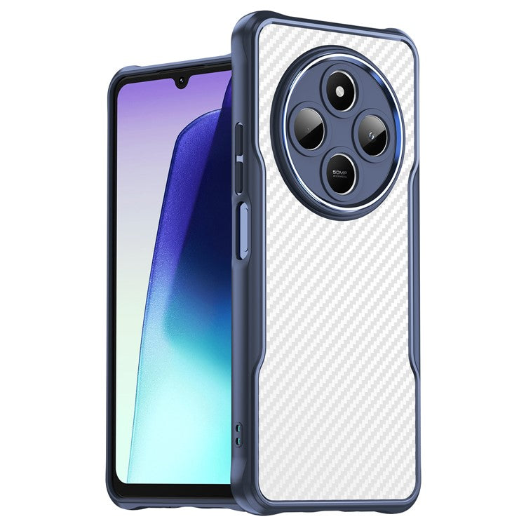 For Xiaomi Poco C75 4G / Redmi 14R 5G / 14C 4G Case Carbon Fiber Scratch-Resistant TPU+PC Phone Cover - Blue