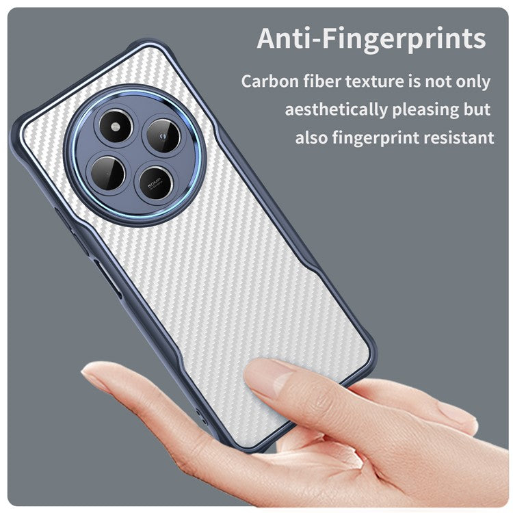 For Xiaomi Poco C75 4G / Redmi 14R 5G / 14C 4G Case Carbon Fiber Scratch-Resistant TPU+PC Phone Cover - Blue
