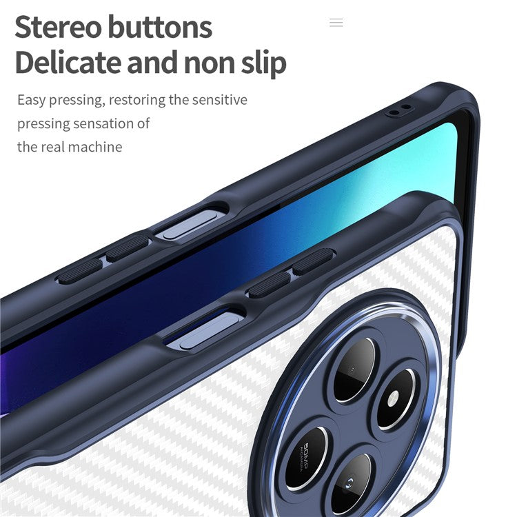 For Xiaomi Poco C75 4G / Redmi 14R 5G / 14C 4G Case Carbon Fiber Scratch-Resistant TPU+PC Phone Cover - Blue