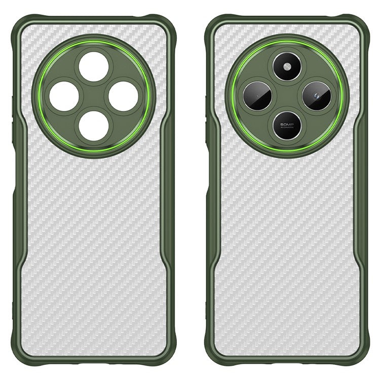 For Xiaomi Poco C75 4G / Redmi 14R 5G / 14C 4G Case Carbon Fiber Scratch-Resistant TPU+PC Phone Cover - Green