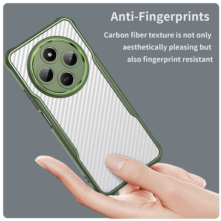 For Xiaomi Poco C75 4G / Redmi 14R 5G / 14C 4G Case Carbon Fiber Scratch-Resistant TPU+PC Phone Cover - Green