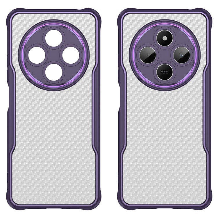 For Xiaomi Poco C75 4G / Redmi 14R 5G / 14C 4G Case Carbon Fiber Scratch-Resistant TPU+PC Phone Cover - Purple