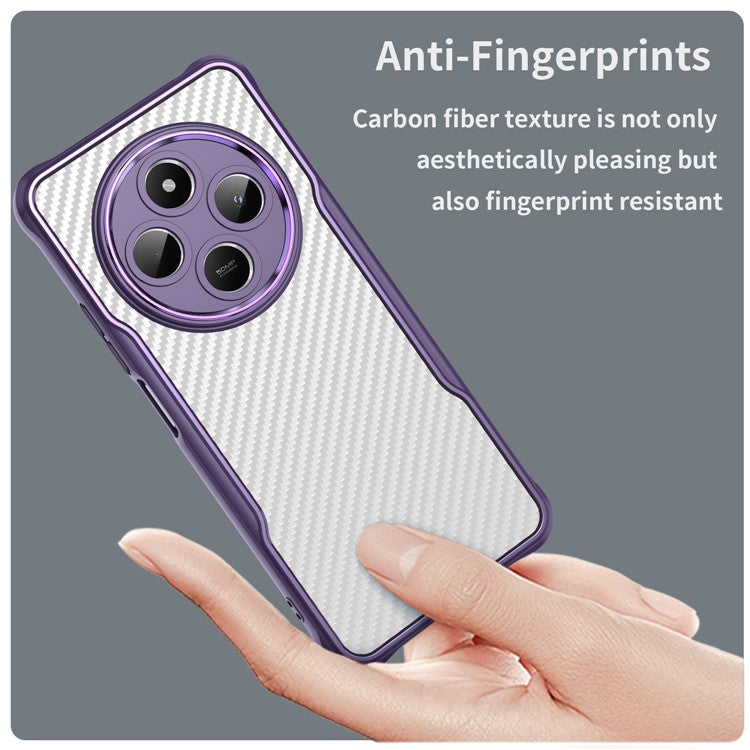 For Xiaomi Poco C75 4G / Redmi 14R 5G / 14C 4G Case Carbon Fiber Scratch-Resistant TPU+PC Phone Cover - Purple