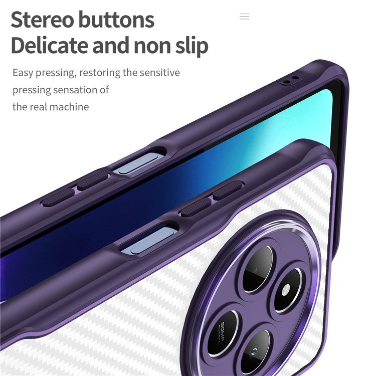 For Xiaomi Poco C75 4G / Redmi 14R 5G / 14C 4G Case Carbon Fiber Scratch-Resistant TPU+PC Phone Cover - Purple