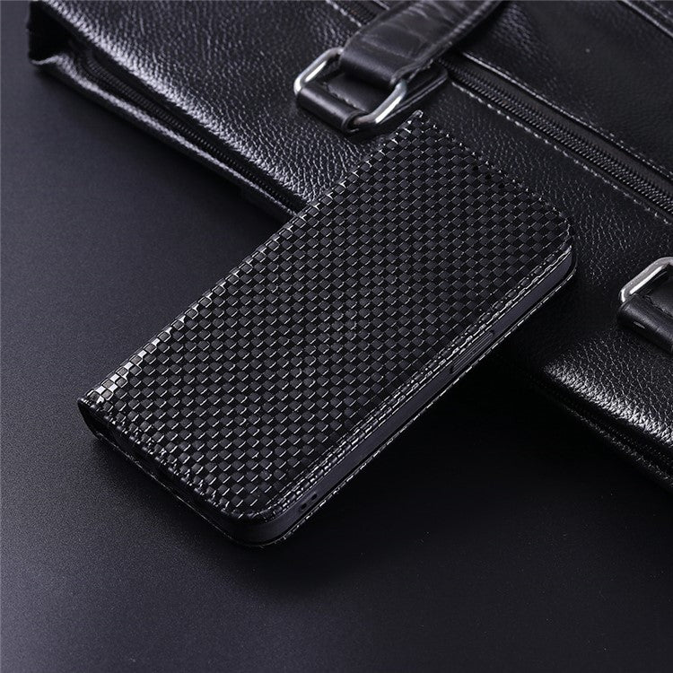 Grid Texture Phone Case for Asus ROG Phone II ZS660KL, PU Leather Magnetic Auto-absorbed Wallet Stand Full Protection Cover - Black