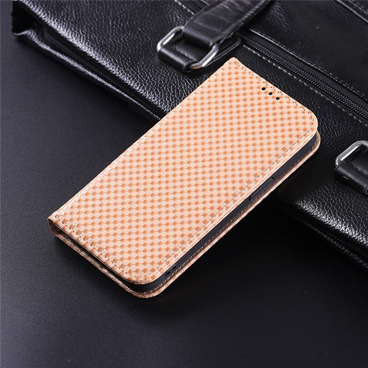 Grid Texture Phone Case for Asus ROG Phone II ZS660KL, PU Leather Magnetic Auto-absorbed Wallet Stand Full Protection Cover - Beige