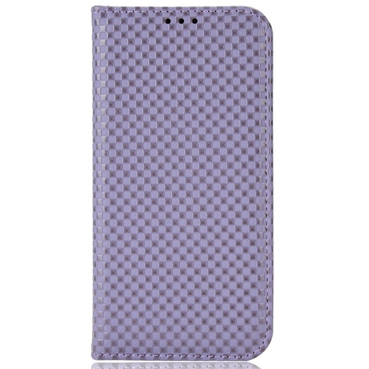 Grid Texture Phone Case for Asus ROG Phone II ZS660KL, PU Leather Magnetic Auto-absorbed Wallet Stand Full Protection Cover - Light Purple