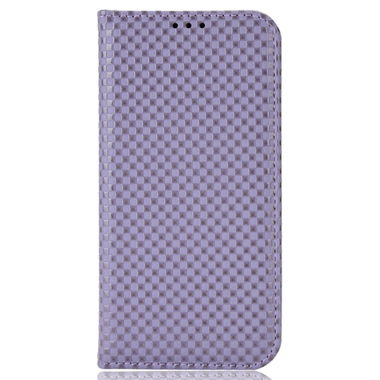 For Asus ROG Phone 3 Strix / ROG Phone 3 ZS661KS Grid Texture PU Leather Magnetic Auto-absorbed Phone Case with Wallet Stand - Light Purple