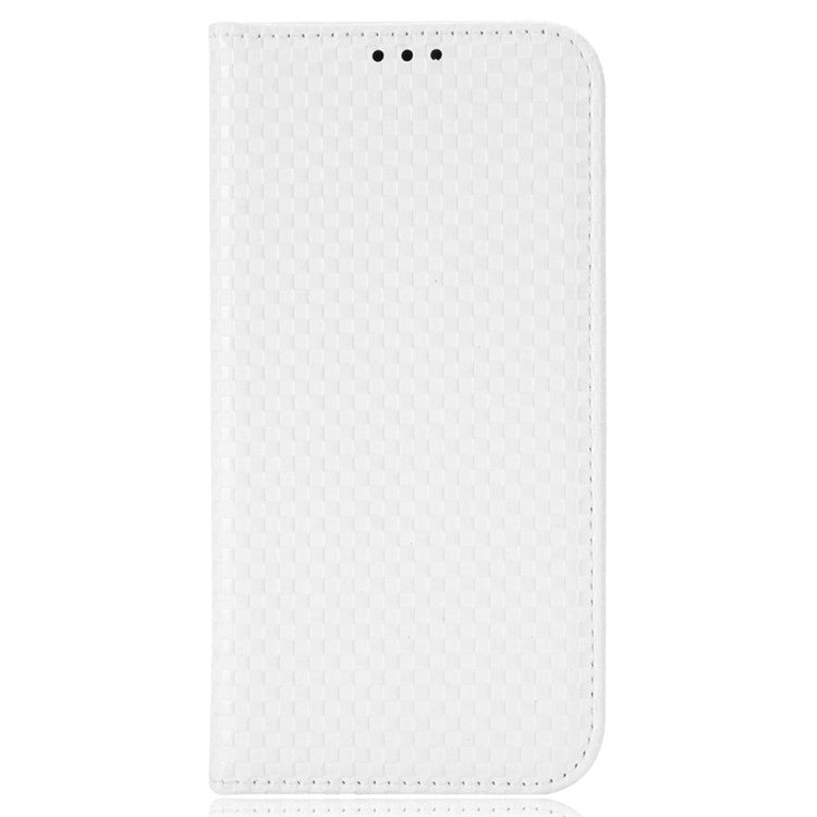 For Asus ROG Phone 3 Strix / ROG Phone 3 ZS661KS Grid Texture PU Leather Magnetic Auto-absorbed Phone Case with Wallet Stand - White