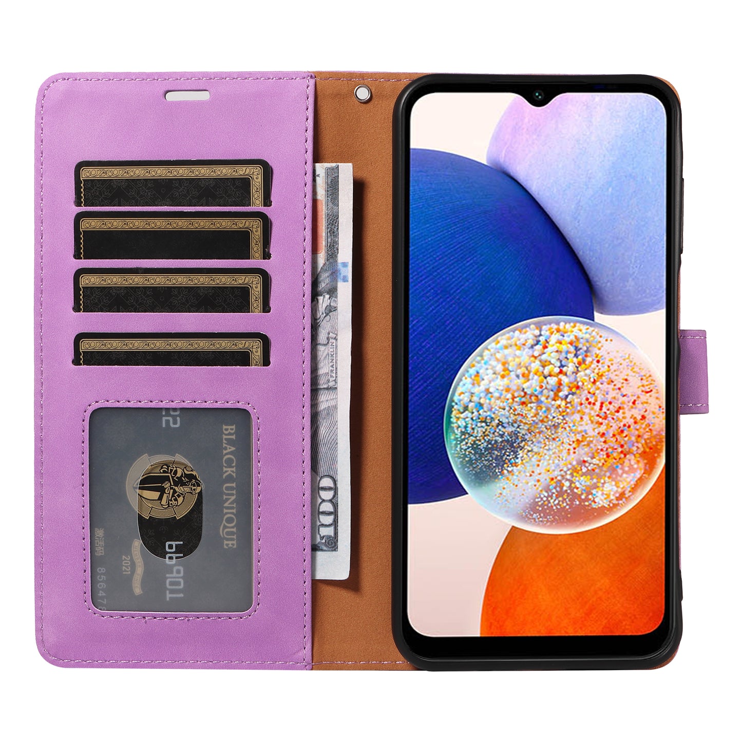 For Samsung Galaxy A16 5G / 4G Case with Thickened Strap RFID Blocking Wallet Stand Leather Flip Phone Cover - Purple