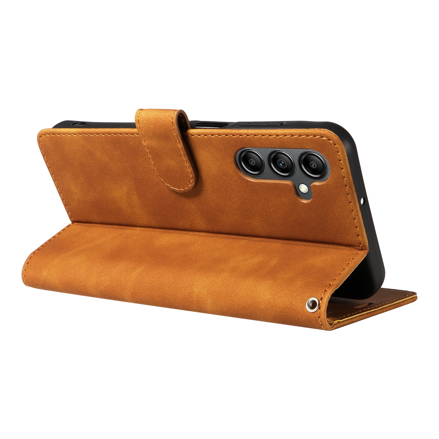 For Samsung Galaxy A16 5G / 4G Case with Thickened Strap RFID Blocking Wallet Stand Leather Flip Phone Cover - Brown