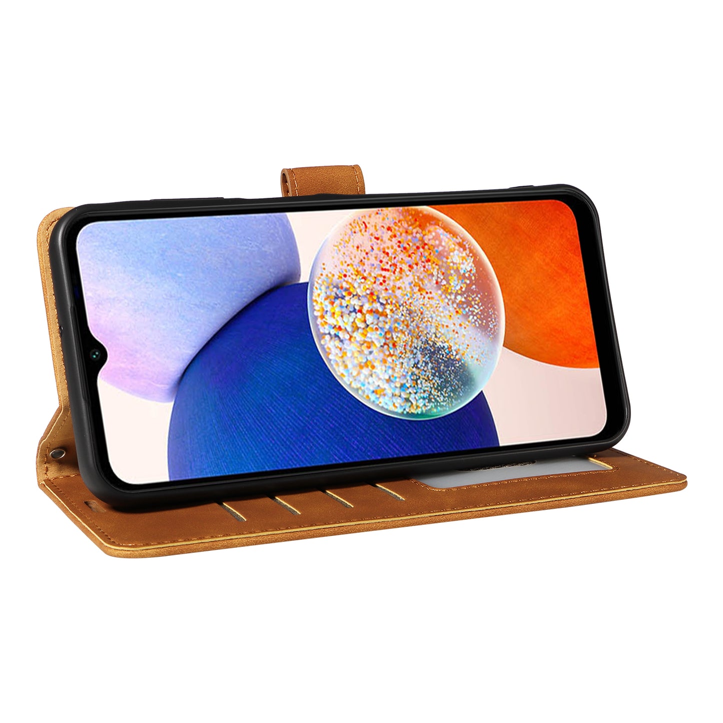 For Samsung Galaxy A16 5G / 4G Case with Thickened Strap RFID Blocking Wallet Stand Leather Flip Phone Cover - Brown