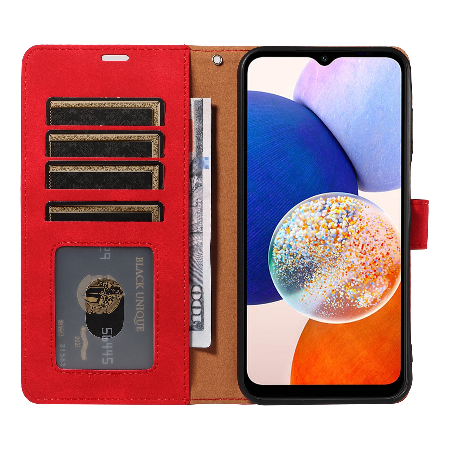 For Samsung Galaxy A16 5G / 4G Case with Thickened Strap RFID Blocking Wallet Stand Leather Flip Phone Cover - Red