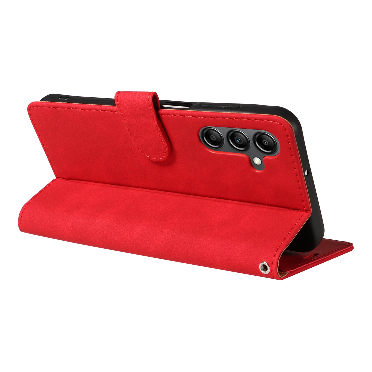 For Samsung Galaxy A16 5G / 4G Case with Thickened Strap RFID Blocking Wallet Stand Leather Flip Phone Cover - Red