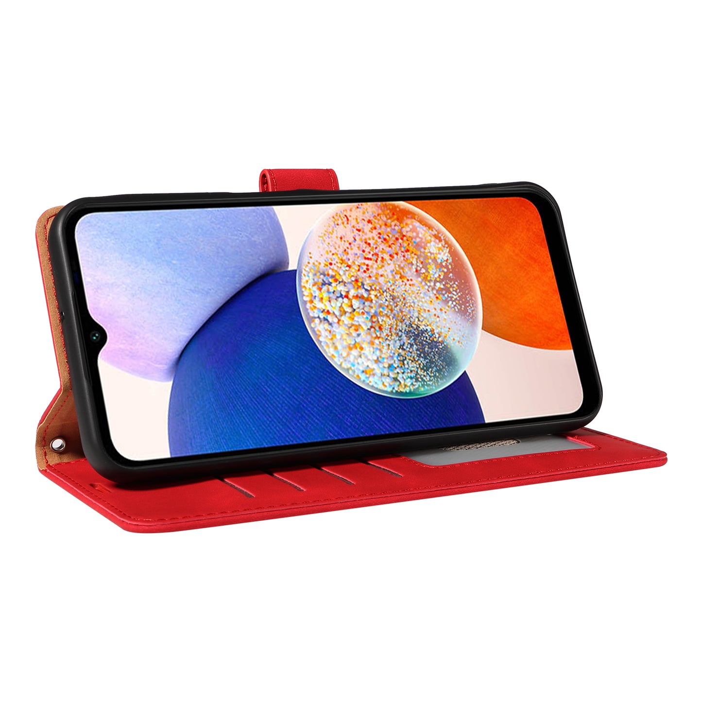 For Samsung Galaxy A16 5G / 4G Case with Thickened Strap RFID Blocking Wallet Stand Leather Flip Phone Cover - Red