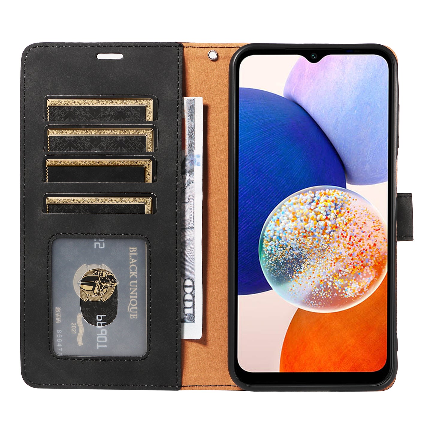 For Samsung Galaxy A16 5G / 4G Case with Thickened Strap RFID Blocking Wallet Stand Leather Flip Phone Cover - Black