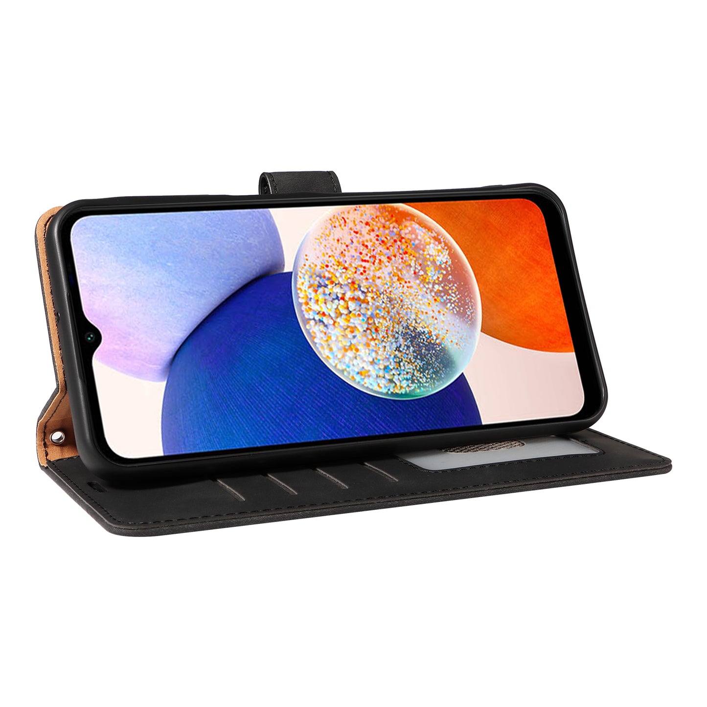 For Samsung Galaxy A16 5G / 4G Case with Thickened Strap RFID Blocking Wallet Stand Leather Flip Phone Cover - Black