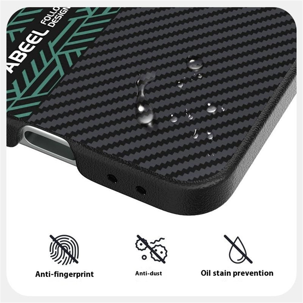 ABEEL For Samsung Galaxy Z Flip7 FE 5G / Z Flip6 5G Case PC + Aluminum Alloy + PU Leather Phone Cover Compatible with MagSafe - Texture 2