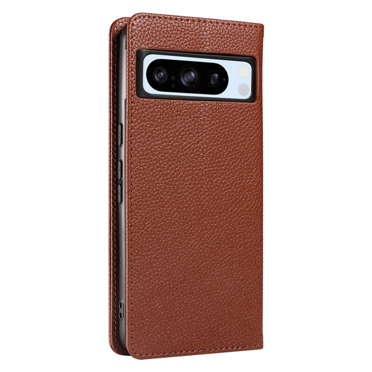 For Google Pixel 8 Pro Case RFID Blocking Strong Magnetic Leather Wallet Phone Cover - Brown