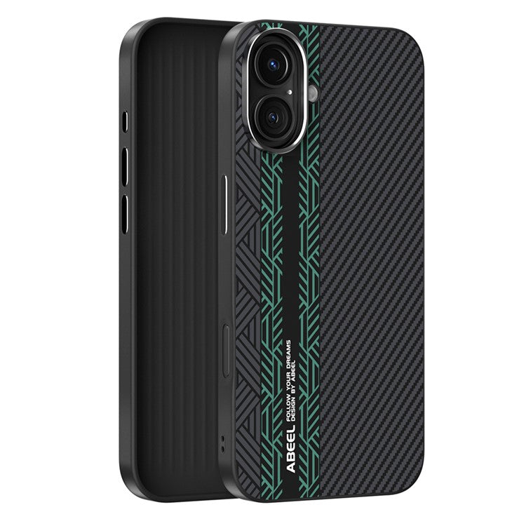 ABEEL For iPhone 16 Case PC + TPU + Aluminum Alloy + PU Leather Phone Cover Compatible with MagSafe - Texture 2